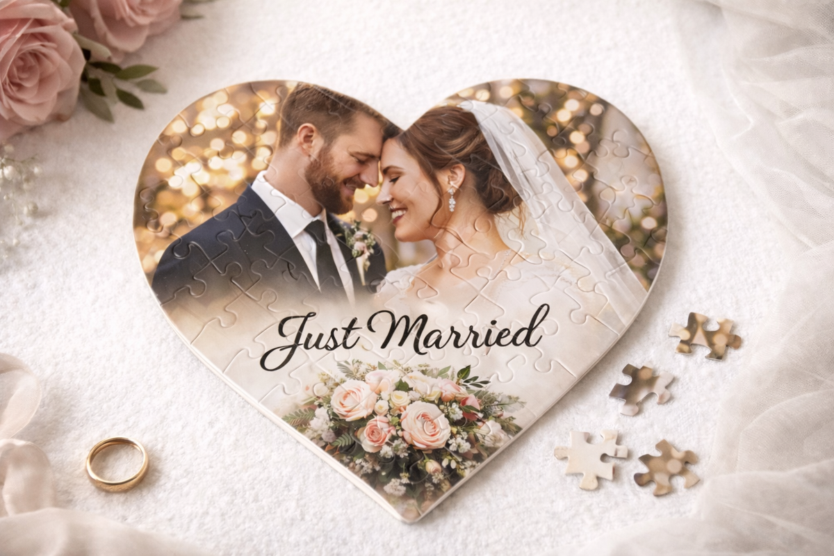 Personalisiertes Herz Puzzle mit Foto – Romantisches Geschenk für Paare