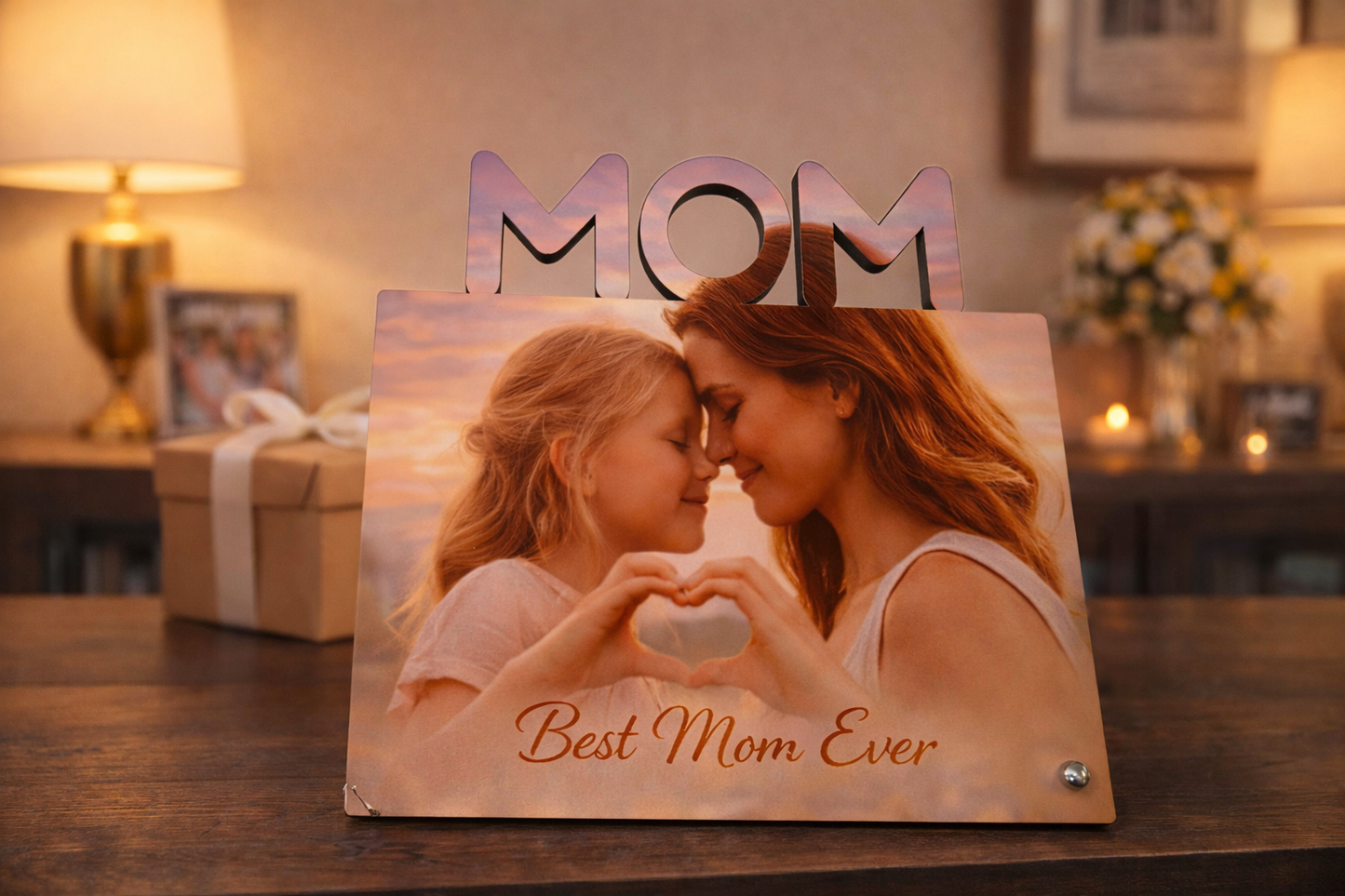 Personalisiertes Foto Geschenk für Mama – MOM Fototafel mit Wunschbild | Best Mom Ever